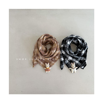 Soft and cute bunny ~ childrens scarf girls ins Korean version 2024 new baby triangle scarf warm square scarf autumn and winter