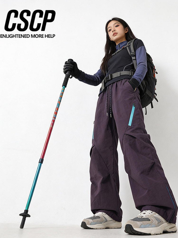 Autumn and Winter Outdoor Cargo Pants, Loose Straight-Leg Casual Pants for Women, Multi-Pocket Slimming Pants, Windproof and Waterproof Trendy Pants