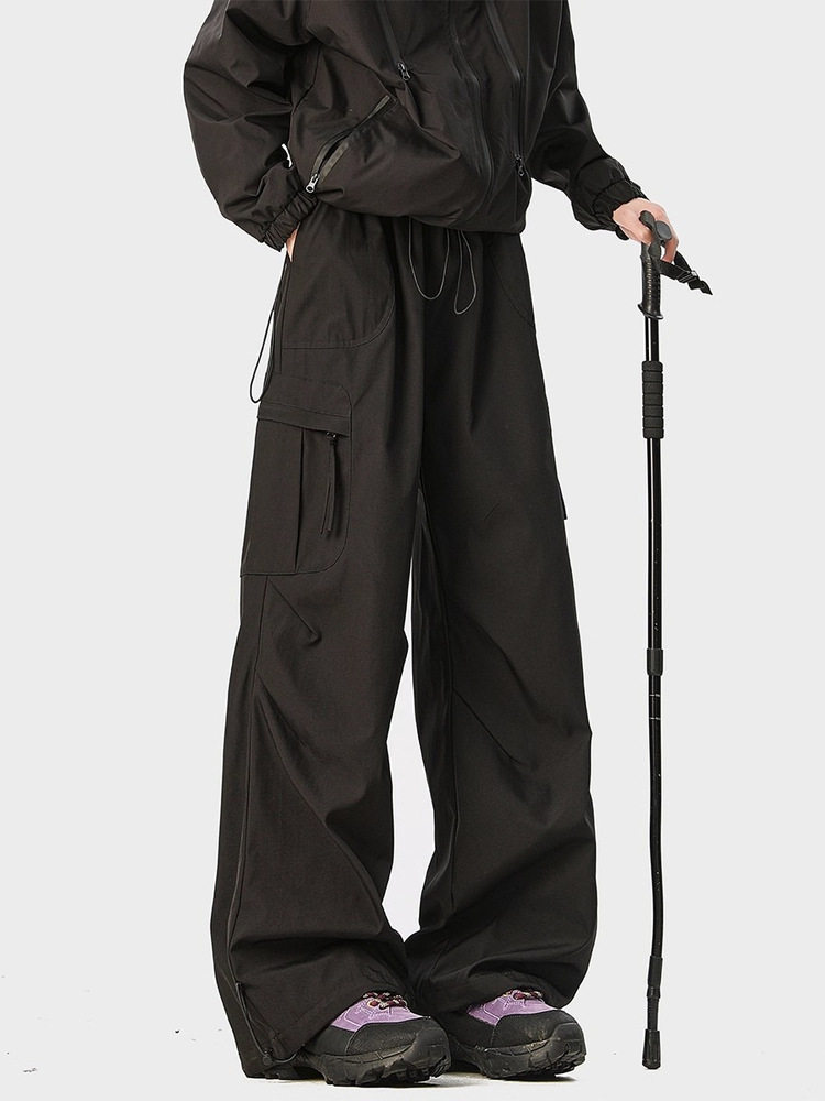 Outdoor Mountain-Style Water-Repellent Tactical Pants for Men and Women, Autumn Functional Wind-Resistant Pleated Paratrooper Pants, Hiking and Mountaineering Sports Long Pants