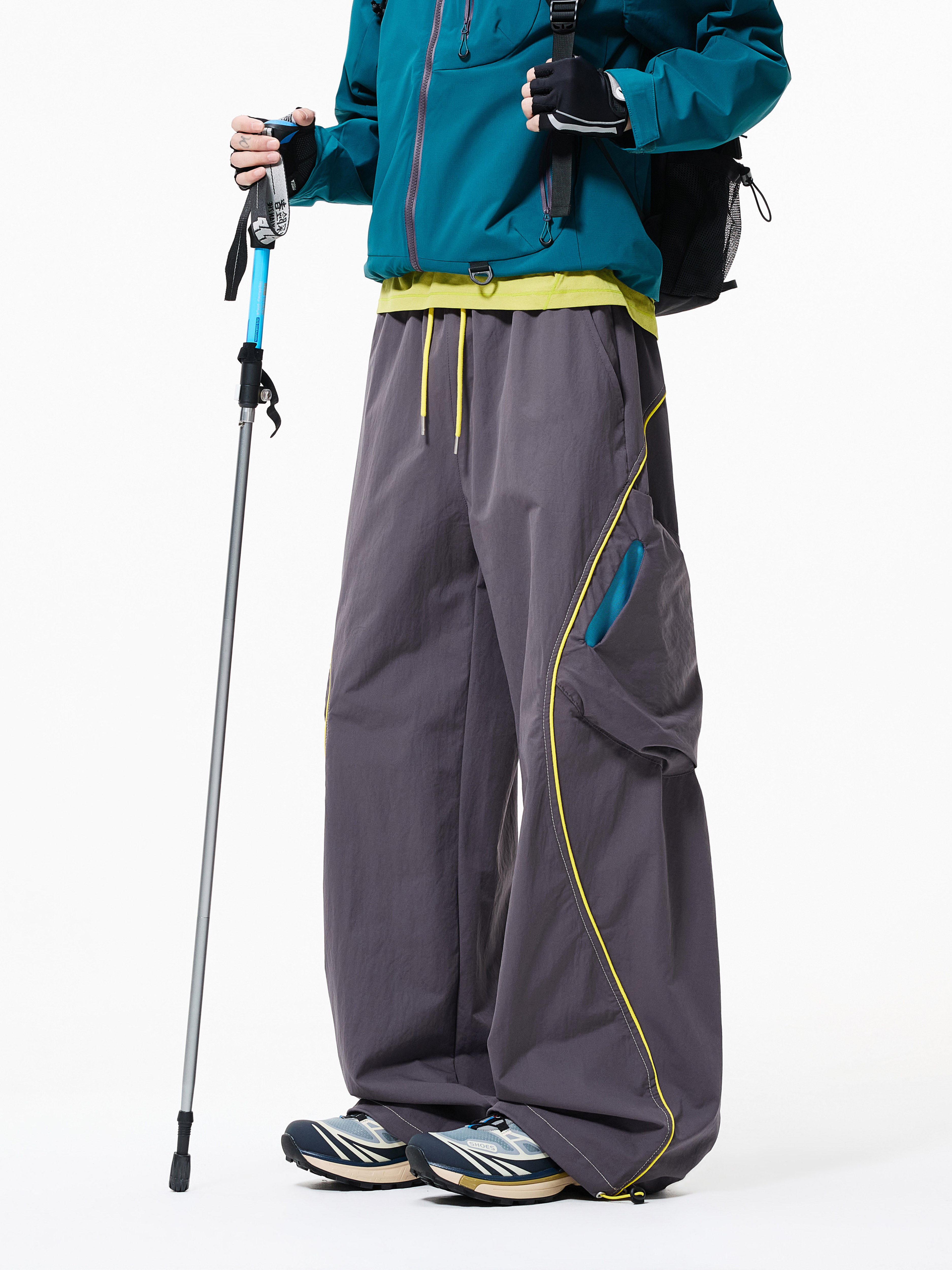 Mountain-Style Outdoor Functional Casual Pants with Line Stitching, Waterproof Straight-Leg Pants, Unisex Loose Cargo Pants, Sports Pants