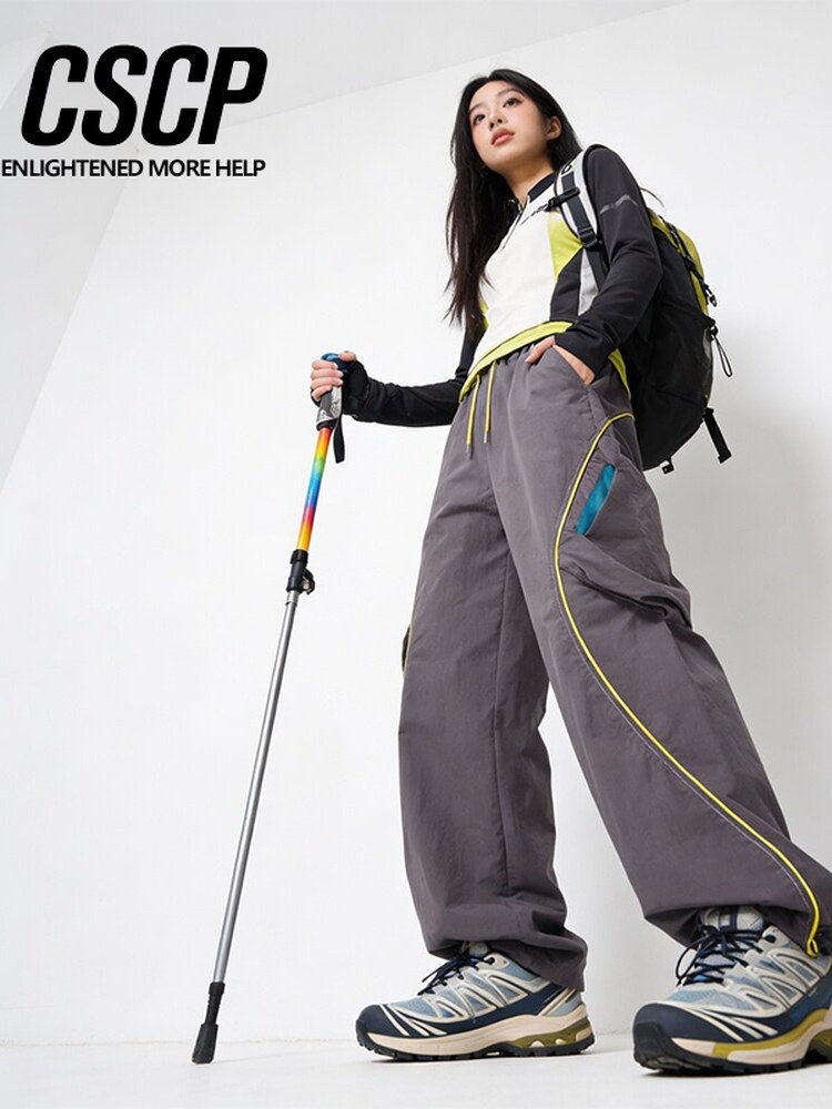 Mountain-Style Outdoor Functional Casual Pants with Line Stitching, Waterproof Straight-Leg Pants, Unisex Loose Cargo Pants, Sports Pants