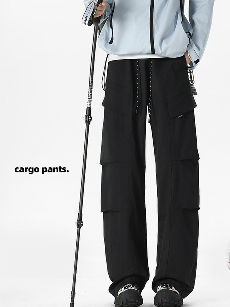 Autumn and Winter Mountain-Style Workwear-Style Hiking Pants for Women, Loose Straight-Leg Waterproof Outdoor Mountaineering Wide-Leg Pants, Slimming Casual Pants