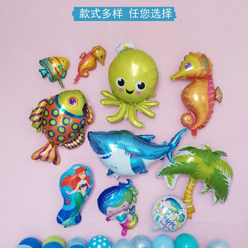 Mermaid Nimo Clown Fish Aluminum Film Balloon Lobster Marine Animal Styling Balloon Birthday Party Arrangement Supplies