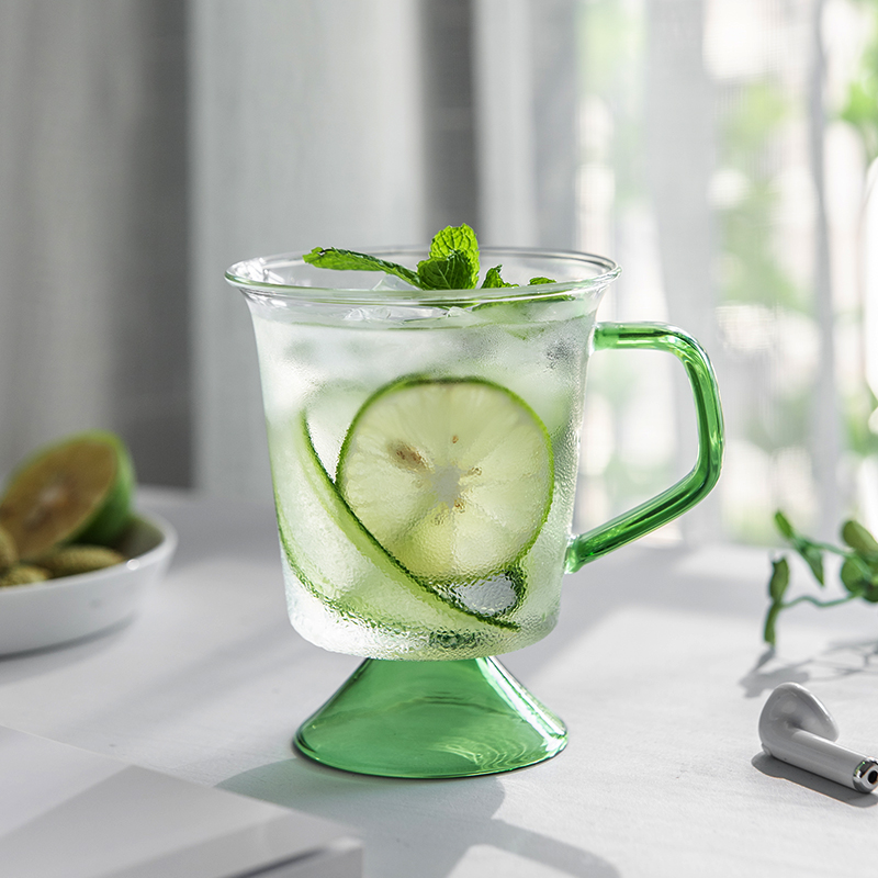 EZ Nordic Ins Wind Heat Resistant Dining Room Home Breakfast Milk Juice Coffee Cup Flower Tea Glass High Foot Water Mug