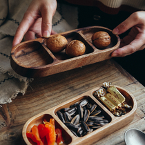 XH Nordic Ins Restaurant Retro Wood Seasoned With Sauces With Three-G Oval Sauce Vinegar Snacks Snack Tray Trays