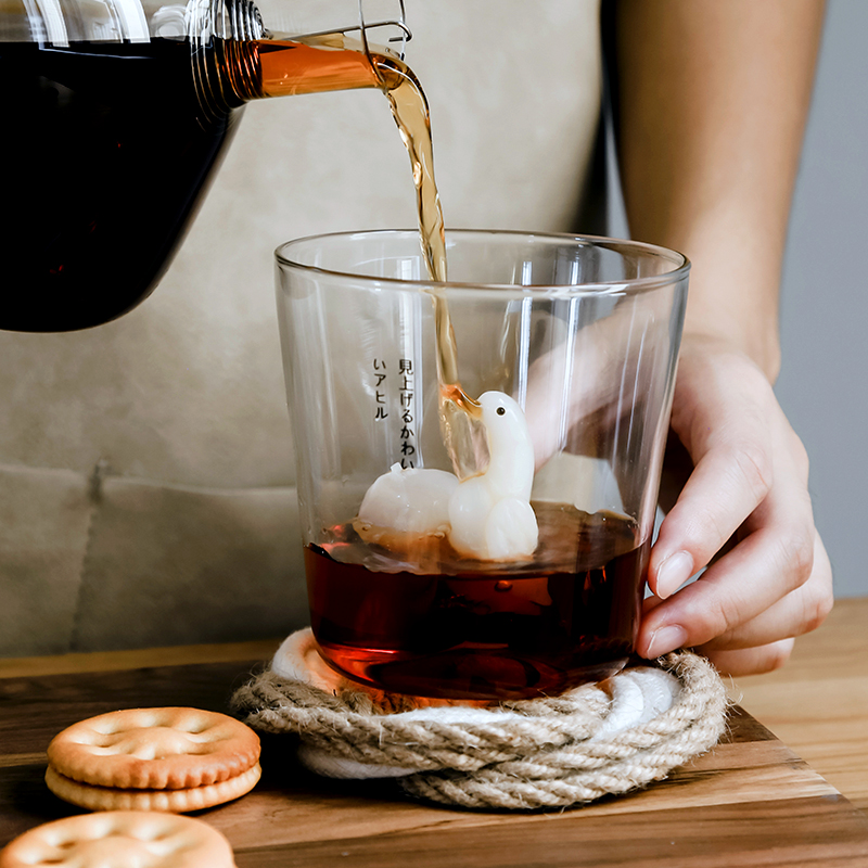 ZA Nordic Ins Wind Heat Resistant Artisanal Dining Hall Breakfast Milk Juice Coffee Cup Flower Tea Glass Solid Duck Water Cup