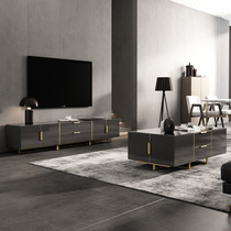 Nordic light extravagant tea table TV cabinet Composition Size family Modern minimalist Living room Baking Lacquered Tea Table TV Cabinet Suit