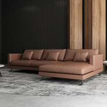 Van da Nordic light and luxurious headroom Bull Leather Modern Down Sofa Living Room Small Family Style Composition Ins Wind Real Leather Sofa