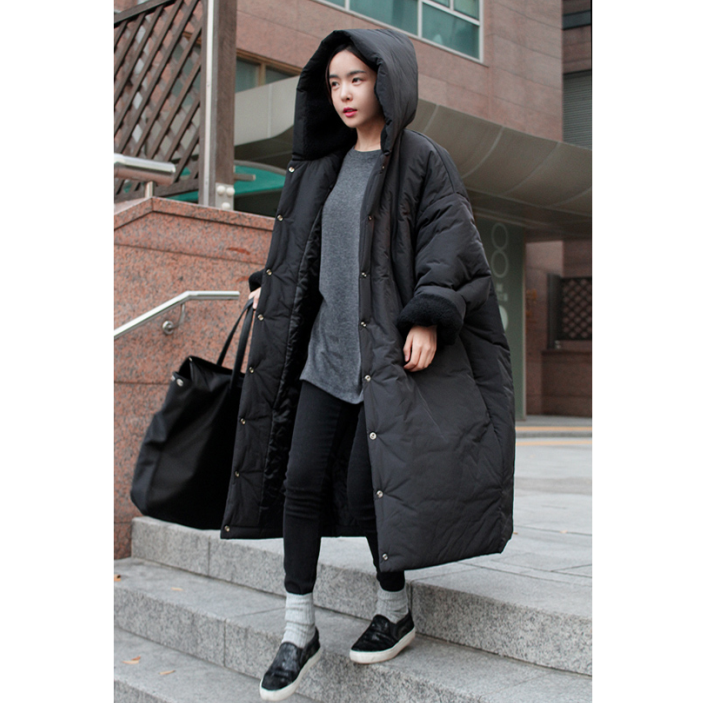 Mùa đông học sinh Hàn Quốc bọ cạp trên đầu gối dài rộng siêu dày cotton siêu dài 袄 BF Quần áo cotton Hàn Quốc áo khoác cotton nữ áo phao béo nữ