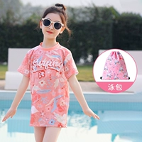 Комплект из двух предметов арбузно-розового цвета (купальник + сумка для плавания)