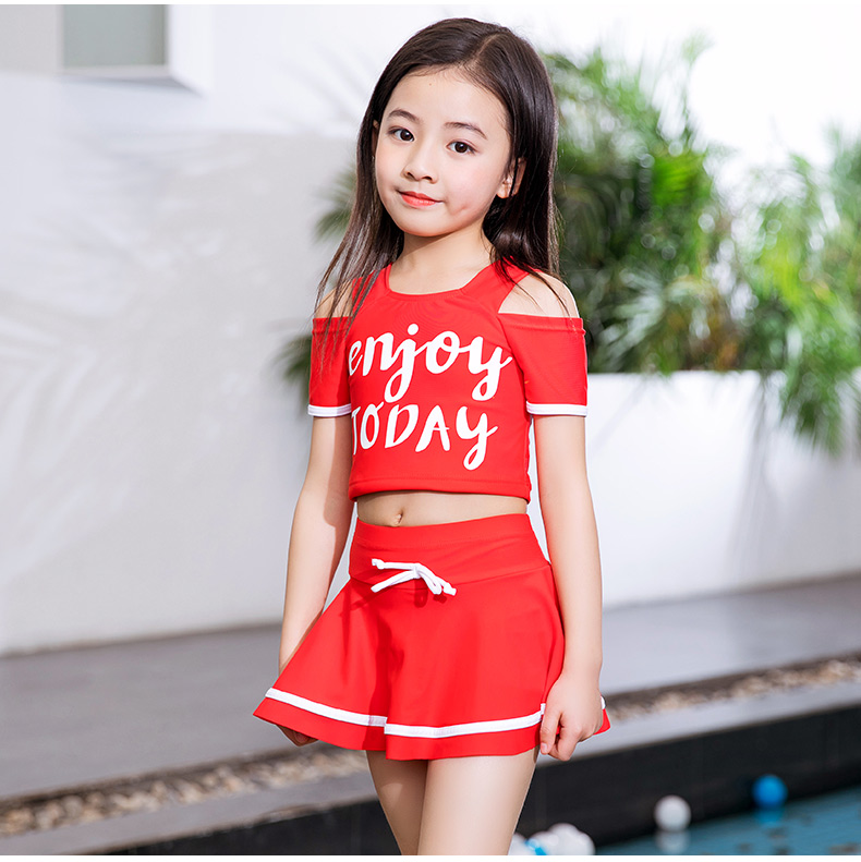 Đồ bơi trẻ em Yuke chia cô gái cô gái trẻ lớn bé công chúa ăn mặc dễ thương phẳng góc đồ bơi bảo thủ - Bộ đồ bơi của Kid bikini cho bé gái