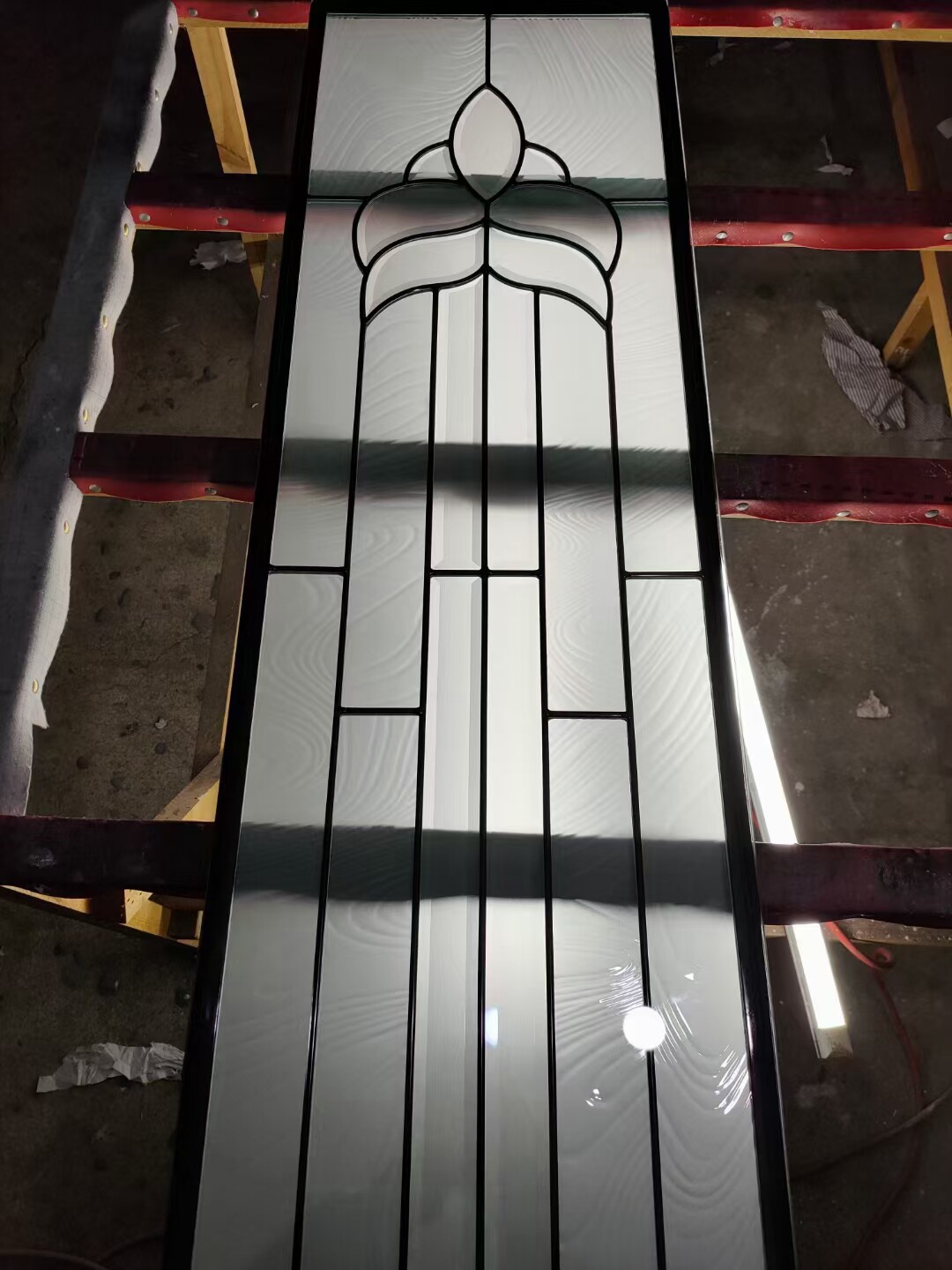 Copper bar inlaid glass Wine cabinet glass 10-year-old shop Art glass overall cabinet glass Insulating glass