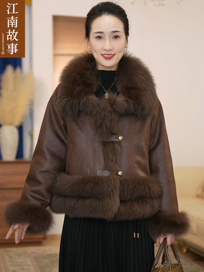 [Today's Release] Jiangnan Story Mother's Wear Fox Fur Warm and Stylish White Duck down Fur down Jacket