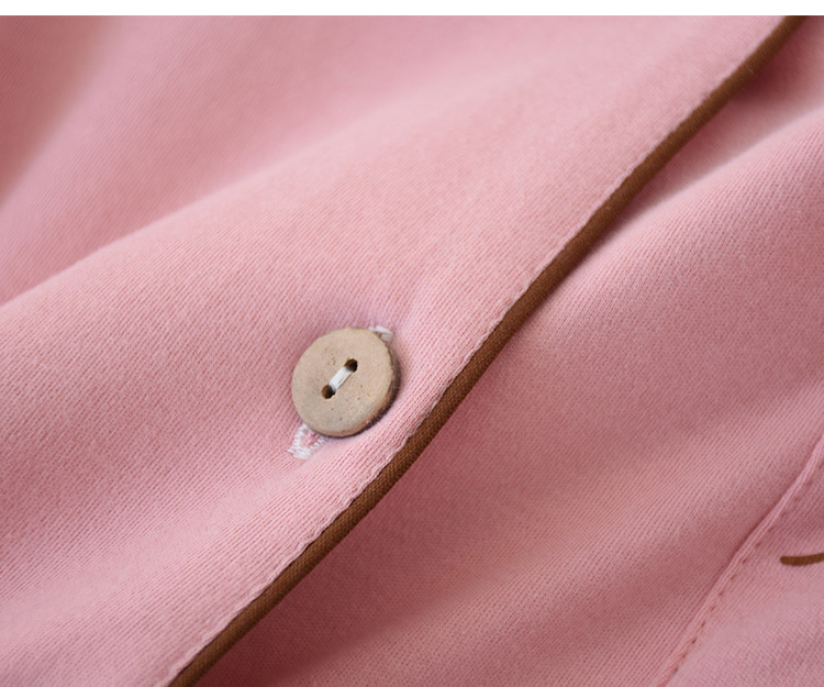Mùa thu và mùa đông vài bộ đồ ngủ cotton màu V cổ cotton dài tay giản dị ve áo mặc nam và nữ phục vụ nhà phù hợp đồ ngủ đẹp