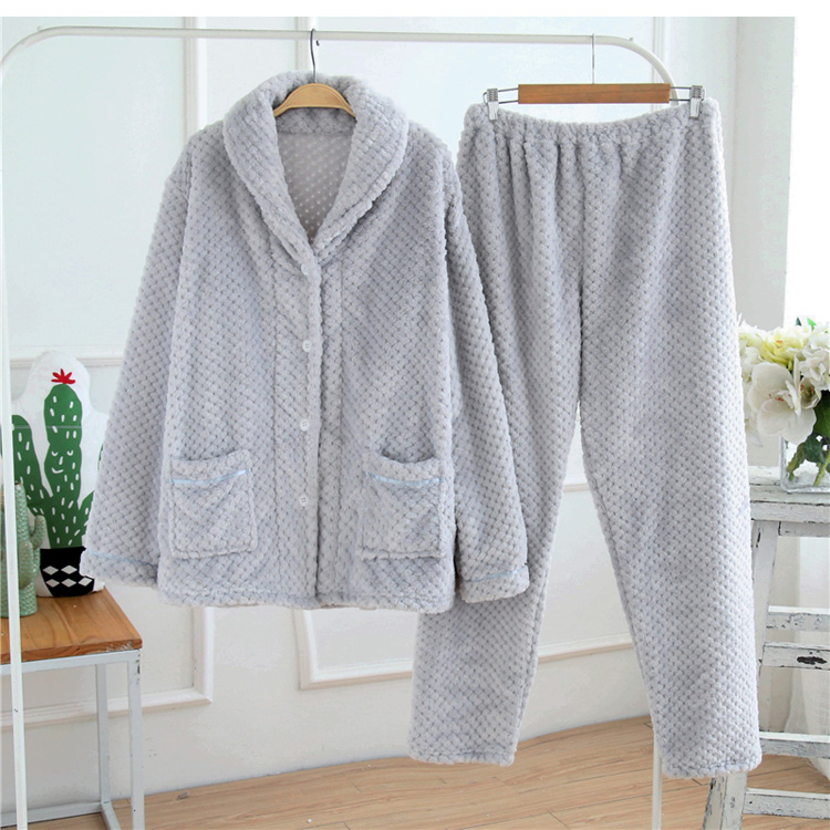 Cặp đôi đồ ngủ mùa thu và mùa đông phụ nữ san hô lông cừu nam flannel cộng với nhung dày mùa đông ấm áp dịch vụ nhà phù hợp bộ đồ the thao nữ hàng hiệu