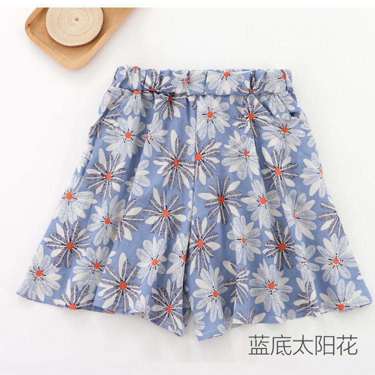 Mùa hè bông của phụ nữ quần short pajama phần mỏng quần lỏng cotton bông bông quần nhà cotton quần bãi biển lụa