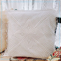 Foreign trade American cotton cushion cover manual crochet crochet white square sofa living room pillow cover without core
