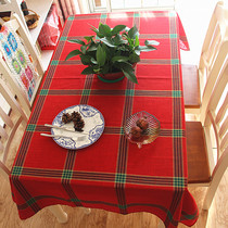Nordic red plaid fabric tablecloth Gold silk Christmas table cloth Tablecloth Flag coffee table cover cloth New Years Christmas Red tablecloth