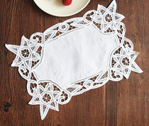 European pure cotton handmade Baibali table mat Traditional embroidered decorative mat Small plate mat Hollow embroidery embroidered placemat