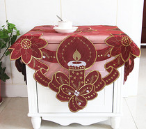European Christmas Embroidered tablecloth Wine red translucent bedside table Refrigerator cover towel Coffee table cover cloth Candle tablecloth