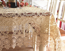Rose water-soluble lace table cloth Solid color full work coffee table cloth Hollow tablecloth foreign trade white beige piano cover cloth