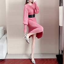 In the autumn and winter of SZHZ2021 the new slim knit dress women's long style with coat with bottoming sweater skirt