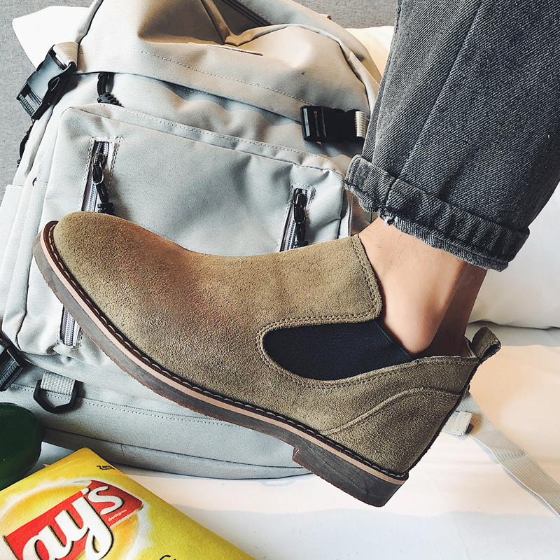 Chelsea boots men's autumn and winter leather ankle boots men's boots high-top shoes British style to help retro Martin boots tide