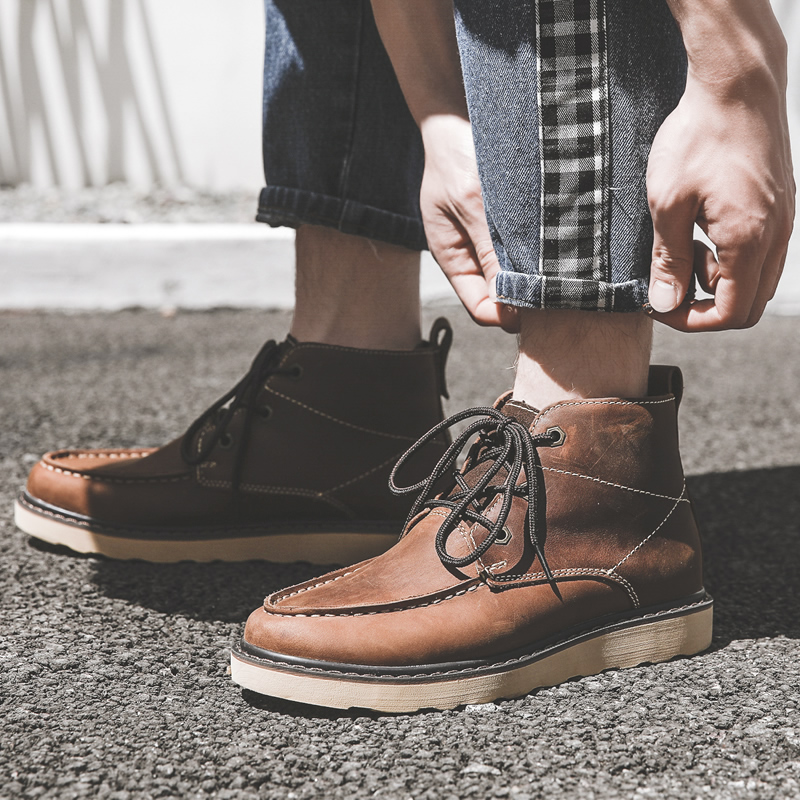 Martin boots men's autumn and winter British style mid-tube short boots top layer cowhide men's boots high-top shoes couple tooling boots trend