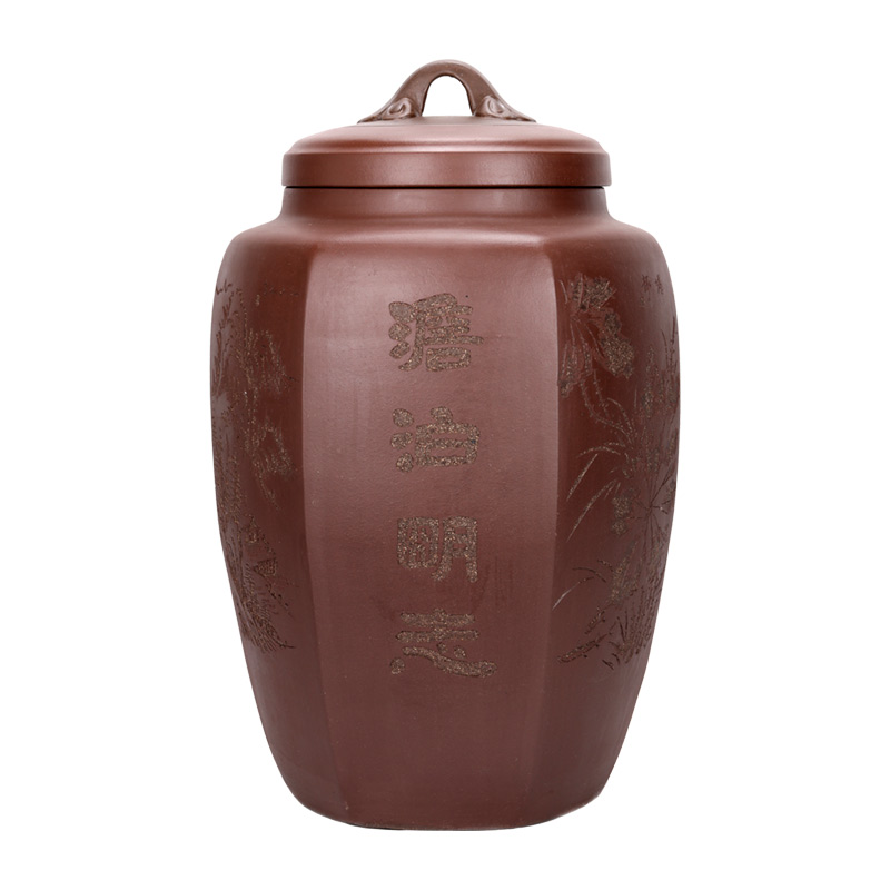 Yixing purple sand tea pot oversized puer tea cake storage tanks to wake receives ceramic tea urn home sealed container