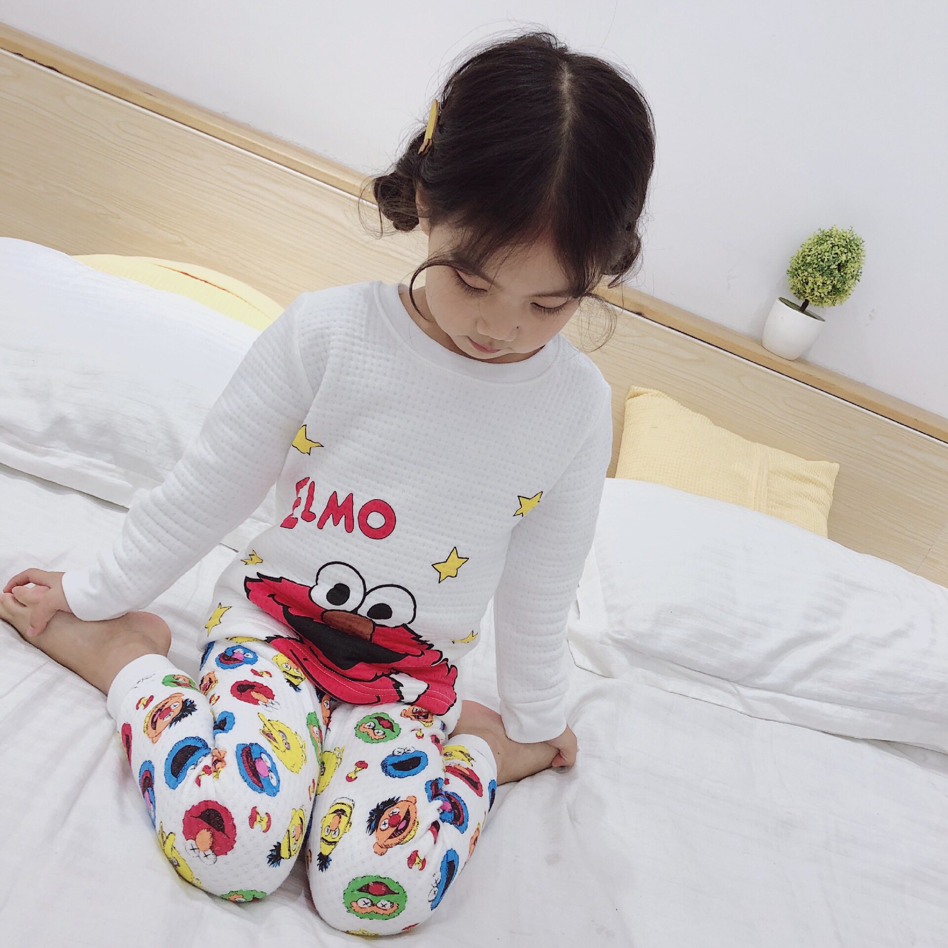 2021 autumn and winter new air layer quilted autumn and winter underwear set children's warm pajamas home clothes set