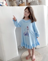 Autumn new ice and snow chic children Pure cotton Home Pyjamas Girl girl Aesha Princess Long sleeves Sleeves Dress