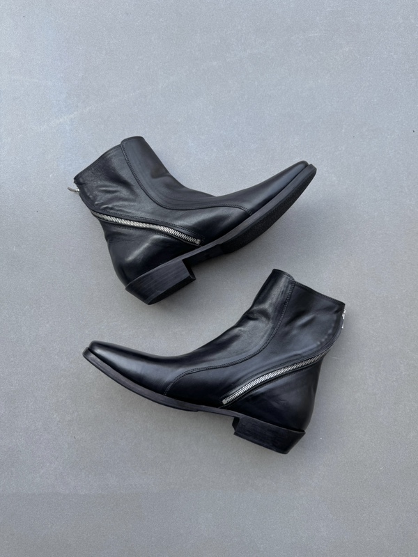 The Wips G23 Handmade Shoes Flat/Pointed/Narrow/Cuban Heel Diagonal Zipper Glossy Leather Pointed Toe Chelsea The Wips G23 Handmade Shoes Flat/Pointed/Narrow/Cuban Heel Diagonal Zipper Glossy Leather Pointed Toe Chelsea