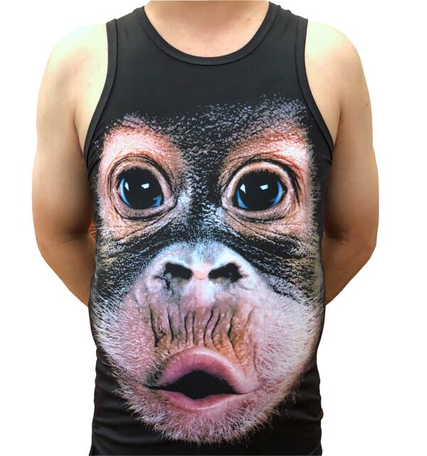 Funny 3D abdominal muscle man sweat vest plus size fat laughing orangutan personality monkey T-shirt bottoming shirt clothes sleeveless shirt