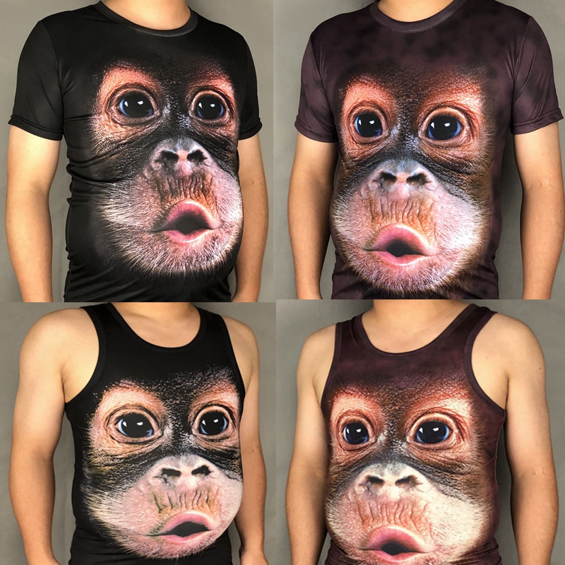 Flexible Monkey Print Short-Sleeve 3D Plus-Size Men's T-Shirt for Big Belly Fat Men, Big-Mouthed Orangutan Half-Sleeve Shirt Flexible Monkey Print Short-Sleeve 3D Plus-Size Men's T-Shirt for Big Belly Fat Men, Big-Mouthed Orangutan Half-Sleeve Shirt