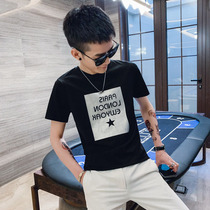 2021 summer short-sleeved t-shirt mens Korean version of the trend slim half-sleeve handsome printing spirit guy t-shirt tide brand