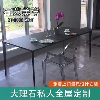 Rock slab marble dining table custom metal table legs can be customized
