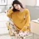 Fenteng đô thị pijama của phụ nữ cotton dài tay mô hình mùa xuân và mùa thu cô gái giam giữ bông có thể được mặc bên ngoài bộ đồ phục vụ tại nhà làm đẹp - Bên ngoài ăn mặc