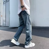 Демисезонные ретро джинсы, штаны, повседневные брюки, оверсайз, ностальгия, свободный прямой крой