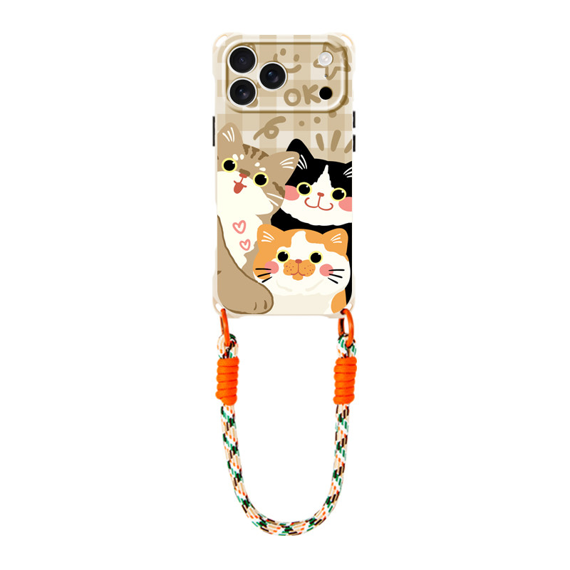 Style 4 — Crossbody Lanyard Strap Cats iPhone Case