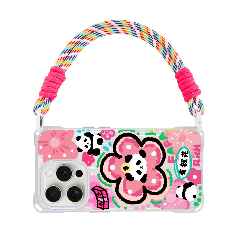 Style 5 — Panda Fortune Flower Crossbody Stand 11 Phone Case