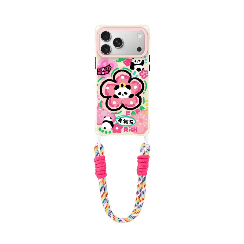 Style 4 — Panda Fortune Flower Crossbody Stand 11 Phone Case