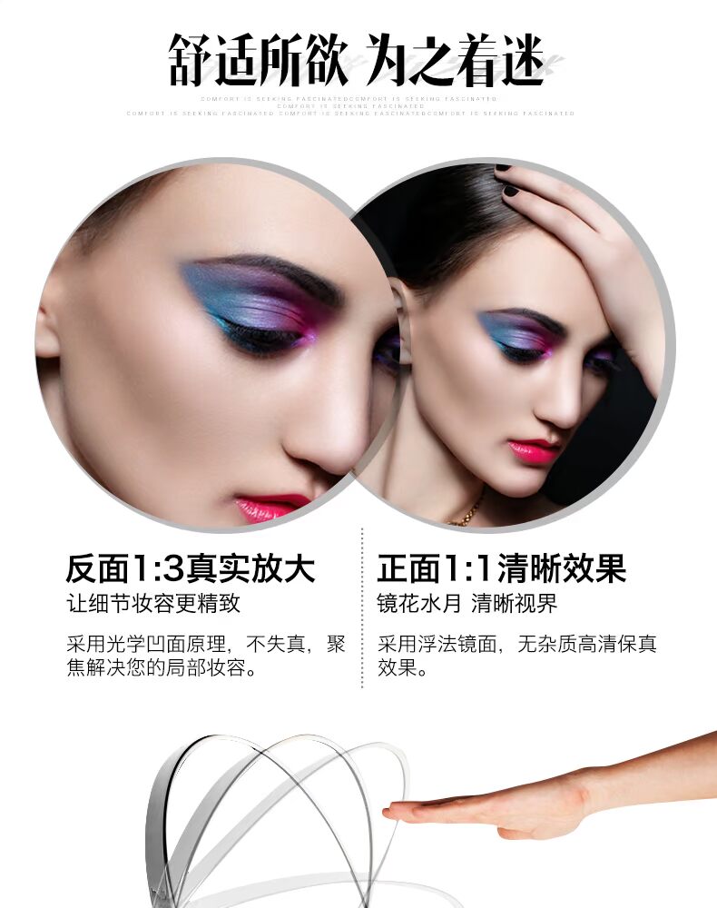 Jing Jingjing vẻ đẹp gương treo tường hai mặt phóng đại phòng tắm có thể thu vào gấp trang điểm tẩy trang gương - Gương gương tròn dây da