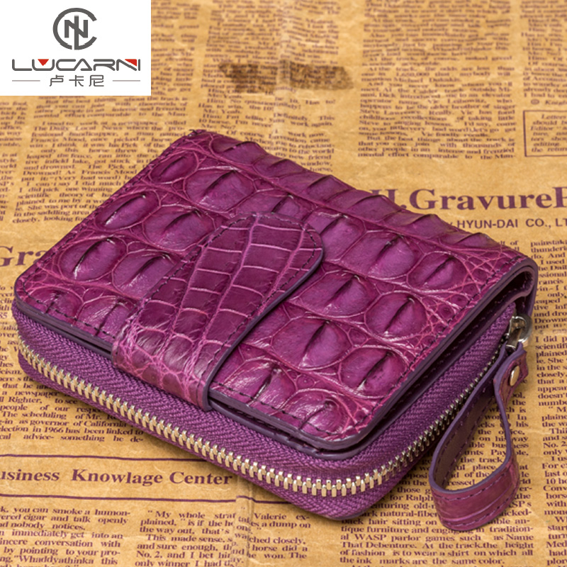 Crocodile Leather Ladies Short Zipper Wallet Multifunctional Leather New Student Korean Folding Card Holder Coin Purse One