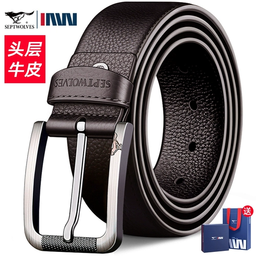 Septwolves, мужской ремень, пряжка, кожаные штаны для пожилых людей, из натуральной кожи, воловья кожа, для среднего возраста