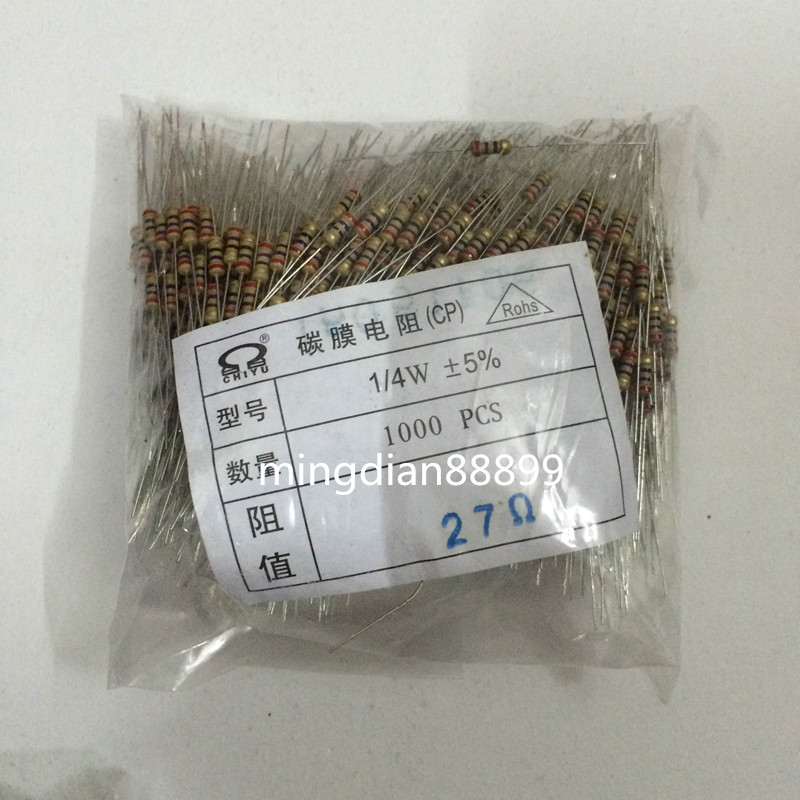 1 4W carbon film resistance 12R 15R 18R 20R 24R 22R 27R 27R Ohm 5% whole bag 4 5 yuan