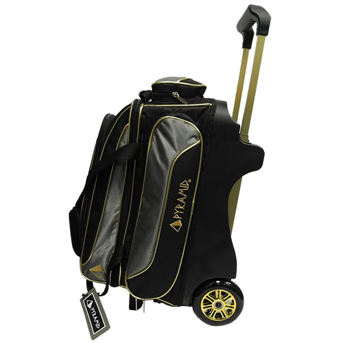 PYRAMID Luxury Gold 24K Luxury Big Wheel Double Wheel Pull Bar Double Ball Bag Bowling Bag Bowling Bag 2 Ball Bag