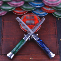 Specer tio handmade butterfly comb Spring comb Oil head comb Rejection comb Folding comb Titanium steel metal skull comb