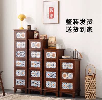 Thickened solid wood chest with narrow seams, simple bedroom and living room drawers, 30cm storage cabinet, corner cabinet