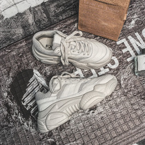 Leather daddy shoes womens ins tide sports shoes Korean version 2021 summer new muffin all-match thick bottom super fire net red