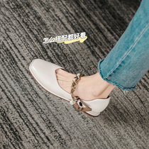 Genuine leather version FXSO square alley flat bottom single shoe woman 2022 spring new Inn wind small leather shoes Marie Jean girl shoes
